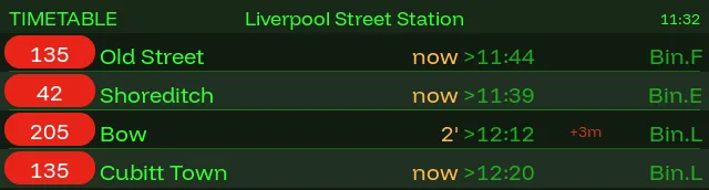 ScryBar Timetable view